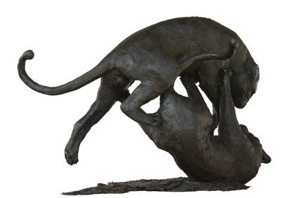 Fighting Leopard bronze